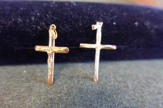 14 KT GOLD CRUCIFIX AND 18 KT GOLD CRUCIFIX 3.3 DWT