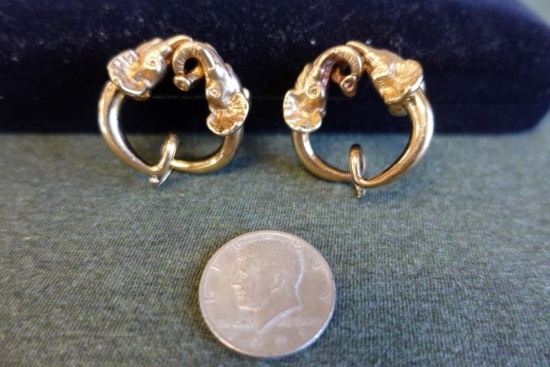SET OF 14 KT GOLD ELEPHANT EARRINGS 9.5 DWT
