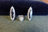 2 STERLING EARRINGS WITH SMOKEY TOPAZ AND 30 CLEAR STONES 1 STERLING RING 8