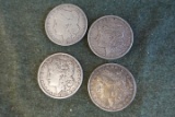 4 MORGAN SILVER DOLLARS 1885 1889 1890 0 1896 0