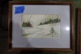MYRNA MCGRATH PRINT 15/275 TITLED A LITTLE MORE SNOW FRAMED UNDER GLASS 18