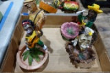 COLLECTION OF JAMAICAN ASHTRAYS AND FIGURINES