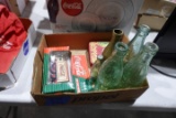 BOX OF COCA COLA COLLECTIBLES INCLUDING BRASS COKE BOTTLE COKE TRUCK PLAYIN