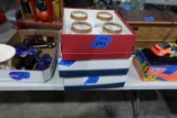 3 BOXES ITALIAN CRYSTAL GLASSES 12 ARE HAND PAINTED COBALT