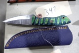 HANDMADE DAMASCUS STEEL KNIFE WITH CUSTOM WOOD BONE HORN OR RESIN HANDLE KN