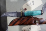 HANDMADE DAMASCUS STEEL KNIFE WITH CUSTOM WOOD BONE HORN OR RESIN HANDLE KN