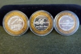 3 LTM EDITION 10 DOLLAR GAMING TOKENS LAS VEGAS NEVADA .999 FINE SILVER 4.1