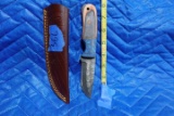 HANDMADE DAMASCUS STEEL KNIFE WITH CUSTOM WOOD BONE HORN OR RESIN HANDLE KN