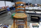 ANTIQUE SIDE CHAIR BASKETWEAVE SEAT WITH DAMAGE