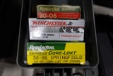 PLASTIC AMMO BOX WITH APPROX 45 ROUNDS 30 06
