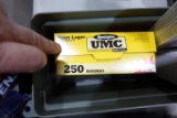 PLASTIC AMMO BOX WITH APPROX 350 ROUNDS 9 MM