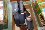 2 SHEATH KNIVES INCLUDING BUCK WILD WEST POCKET KNIFE WITH LEATHER HOLSTER