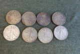 8 LIBERTY STANDING 1/2 DOLLARS S MINT MARKED 1933 1939 1940 1941 1942 1943