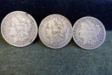 3 MORGAN SILVER DOLLARS WITH S MINT MARK 1878 1879 1897