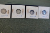 4 BARBER DIMES 1910 D 1911 S 1912 D 1914