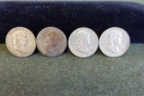 4 FRANKLIN 1/2 DOLLARS S MINT MARKS 2 1951 2 1963