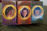 3 LORD OF THE RINGS GLASS GOBLETS FRODO ARWEN GANDALF IN ORIGINAL BOXES