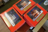 3 PORCELAIN LIGHTED HOUSE MUSICAL CHRISTMAS VILLAGE LIBRARY TOWN NEWS BUS S