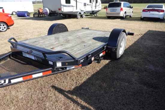 #2206 2019 PJ TRAILER 6'9 X 13' TILT SINGLE AXLE 8 LUG WHEELS GOOD TIRES TI