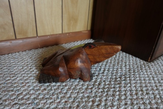 HAND CARVED FROG APPROX 12 INCH X 8 INCH