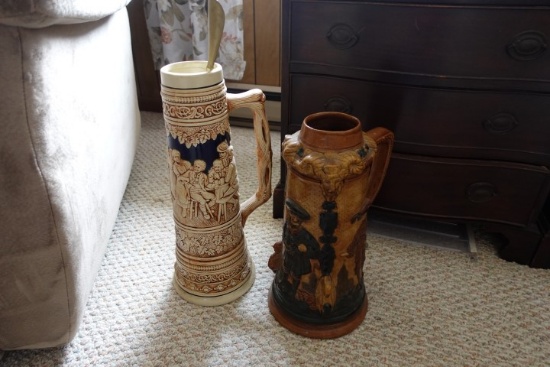 TWO LARGE BEER STEINS 16 INCH AND 18 INCH
