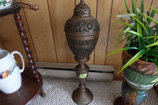 BRASS INDONESIAN CANDLE HOLDER APPROX 30 INCH TALL