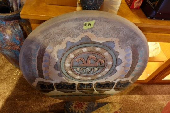 AZTEC OIL ON CANVAS SIMONE APPROX 36 INCH ACROSS