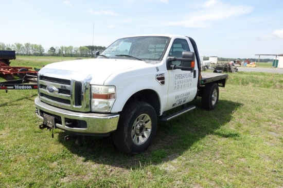 #1617 2008 F250 FLATBED 6.4 TURBO DIESEL 4X4 102218 MILES AM FM CD PLAYER P