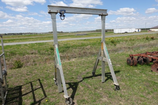 #5213 GANTRY 5'8 WIDE 66" ADJUST A FRAME HEIGHT 8" CASTOR WEELS