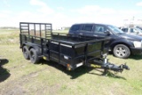 #2201 BIG TEX TRAILER 2024 7000 LB 2 5/16 BALL MOUNT 7 X 14 LONG 4' RAMP GA