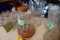 ETCHED GLASS VASE APPROX 14 INCH TALL AND ICE PITCHER ON STAND