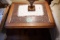 ANTIQUE CHOCOLATE MARBLE TOP END TABLE CARVED LEGS 22 X 17 X 30 INCH