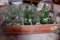 VINTAGE RED AND WHITE COCA COLA CRATE WITH COKE AND SPRITE BOTTLES