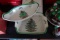 LOT OF SPODE CHRISTMAS TREE WARE INCLUDING CASSEROLES TRIVETS IN CASSEROLE