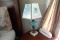 ANTIQUE COVERTED OIL LAMP BRASS AND MARBLE BASE