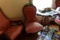 TWO VICTORIAN CHAIRS WITH RED UPHOLSTER