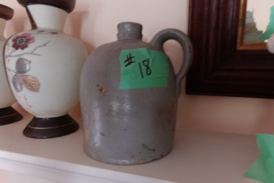 ANTIQUE SALT GLAZE WHISKEY JUG APPROX 8 INCH TALL