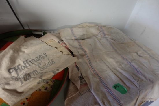 LINEN SEED BAGS HOFFMANS FARM SEEDS FULTON SEAMLESS ETC AND TRAY