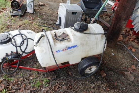 FARM AND COUNTRY PULL BEHIND SPRAYER AND 15 GALLON SPRAYER