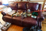 LEATHER SOFA OXBLOOD LEATHER HAS PET DAMAGE