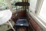 ANTIQUE ROCKER BLACK WITH FLORAL SCENE PAINTED