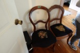 2 VICTORIAN SIDE CHAIRS WITH NEEDLE POINT SEATS