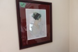 FRAMED UNDER GLASS PRINT M LAUREL BY HARRISON FISHER