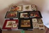 TABLE LOT INCLUDING PIMPERNEL CORK BACK PLACE MATS AND COASTER AND SPODE