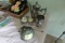 SILVER PLATE COFFEE POT CREAM SUGAR TROPHY SNIFTER AND PEWTER COVERED BUTTE