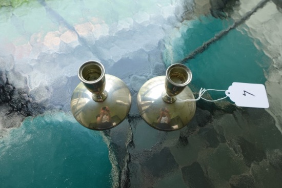 2 GORHAM STERLING SILVER WEIGHTED CANDLE HOLDERS 3 1/2 INCH WEIGHT 20.57 T