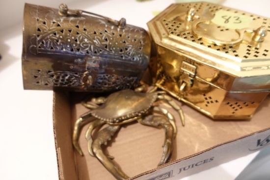 BRASS BOXES AND CRAB