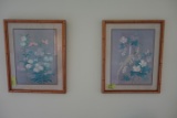 2 ORIENTAL FLORALS FRAMED UNDERGLASS PRINTS 21 X 17