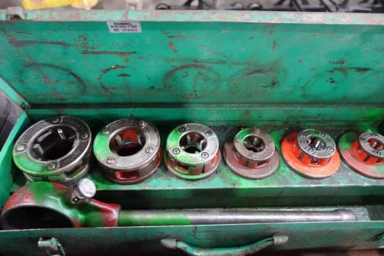 RIDGID THREADER SET INCLUDING 2" 1 1/2" 1" 3/4" 1/2" 3/8" IN METAL CASE
