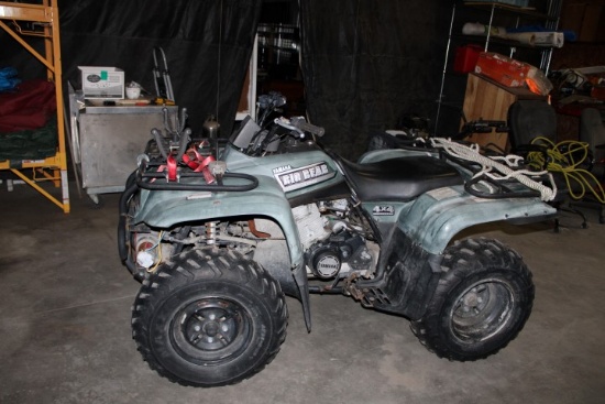 #3401 YAMAHA BIG BEAR 400 4 WHEELER 4X4 714 HRS 2000 LB WINCH 25X8Y12 FR TI